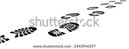 footprint shoe sole tracking path on transparent background, shoe footprint path vector illustration