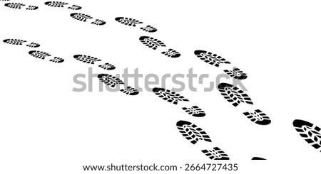 footprint shoe sole tracking path on transparent background, shoe footprint path vector illustration	