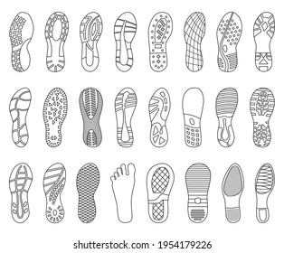 Footprint shoe vector outline set icon. Vector illustration sole on white background. Isolated outline set icon footprint shoe.