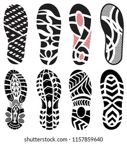 footprint  shoes big vector illustration set