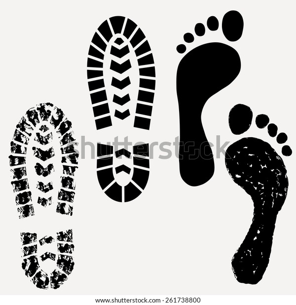 足跡 靴の印刷 汚れた靴の足跡 ベクターイラスト のベクター画像素材 ロイヤリティフリー