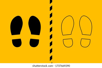Footprint sign for Social Distancing on Floor. Coronavirus epidemic protective. Vector Illustration.