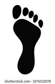Footprint. Silhouette model feet of people. Drawn in black, isolated on white background.