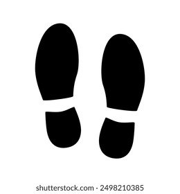 Footprint, silhouette. Shoe soles print. Foot print tread, boots, sneakers. Impression icon. Vector illustration