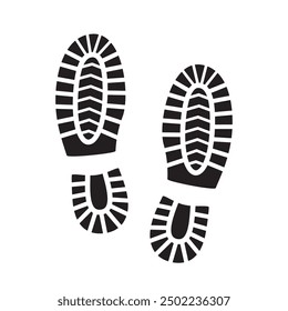 Footprint, silhouette. Shoe soles print. Foot print tread, boots, sneakers. Impression icon. Vector illustration