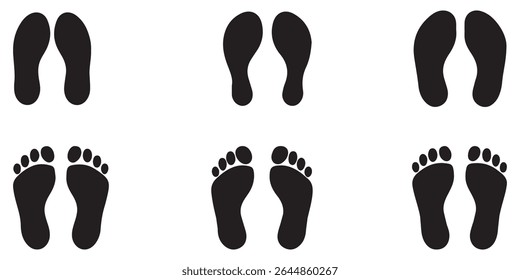 footprint silhouettes depicting human feet. Design EPS 10