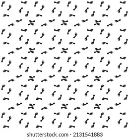 Footprint silhouettes vector seamless pattern monochrome print.