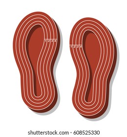 Footprint, sole, run track, vector