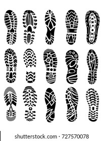 footprint sport shoes big vector illustration set