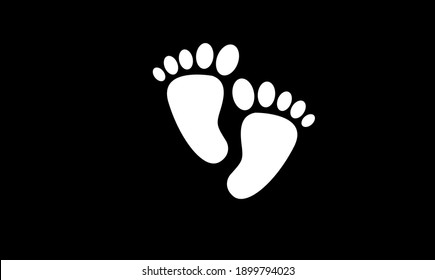 Footprint step black silhouette icon white background simple design
