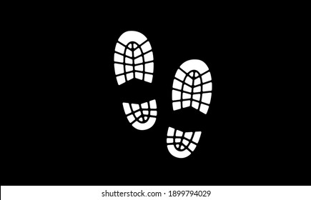 Footprint step black silhouette icon white background simple design