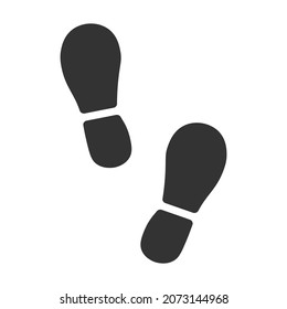 Footprint step black silhouette icon white background simple design