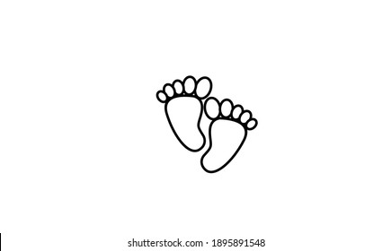 Footprint step line icon black white background simple design flat illustration