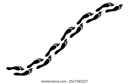 Footprint step path isolated on transparent background.