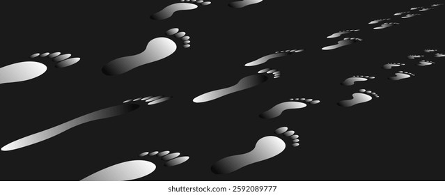 footprint tracking foot path on transparent background, footprint path vector illustration.