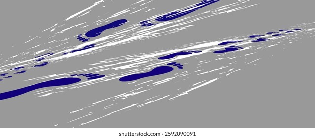 footprint tracking foot path on transparent background, footprint path vector illustration.