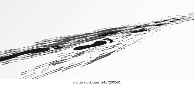 Fußabdruckverfolgungspfad auf transparentem Hintergrund, Fußabdruckpfad-Vektorillustration.