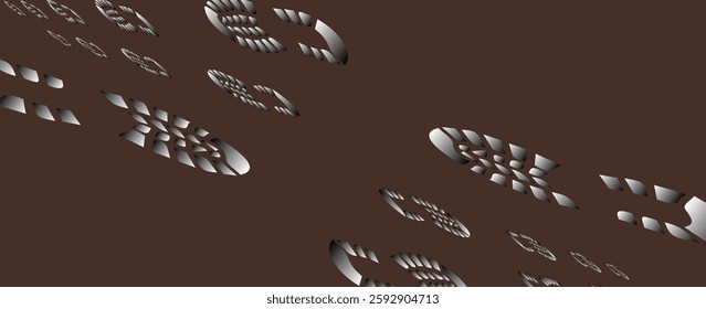footprint tracking path on transparent brown background, footprint path vector illustration.