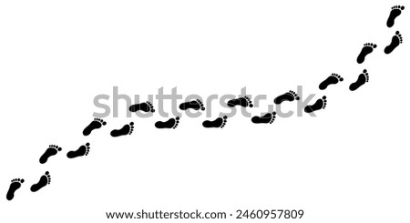 The footprint trail of human, footprints tracking path, long chain of human traces