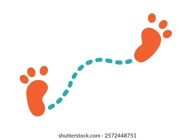 Footprint Trail: Human Walking Route with Footsteps Patterns