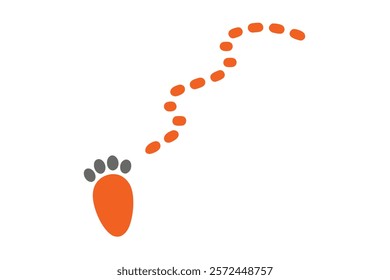 Footprint Trail: Human Walking Route with Footsteps Patterns