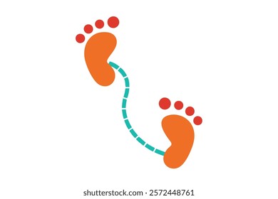 Footprint Trail: Human Walking Route with Footsteps Patterns