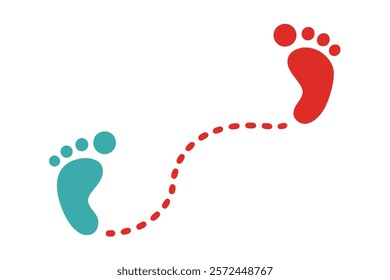 Footprint Trail: Human Walking Route with Footsteps Patterns