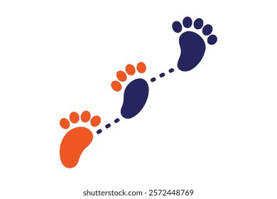 Footprint Trail: Human Walking Route with Footsteps Patterns