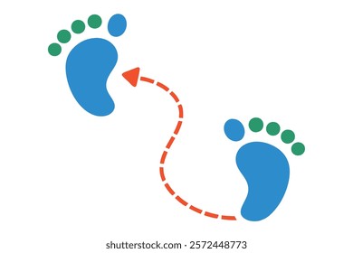 Footprint Trail: Human Walking Route with Footsteps Patterns