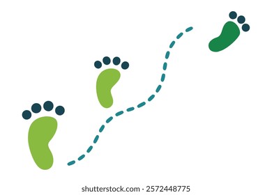 Footprint Trail: Human Walking Route with Footsteps Patterns