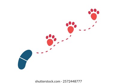 Footprint Trail: Human Walking Route with Footsteps Patterns