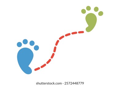 Footprint Trail: Human Walking Route with Footsteps Patterns