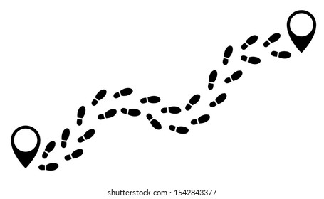 The Footprint Trail Of Man With Points GPS – Stock Vector