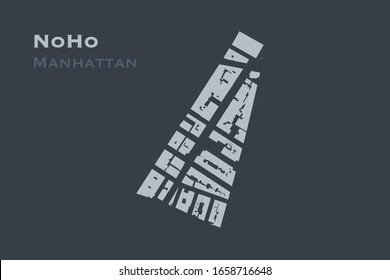 Footprint vector buildings map of NoHo neighborhood of Manhattan, New York City