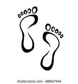 Footprint vector element on black background. Isolated object. Doodle style. Cloth, design, wallpaper, wrapping, textiles, paper, card, invitation, holiday, birthday, logo,icon,poster,art,symbol.Eps10