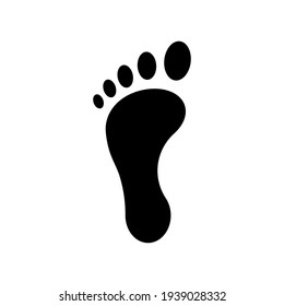 Footprint vector icon. Bare human foot print symbol. Pace imprint sign. Barefoot step mark logo silhouette.
