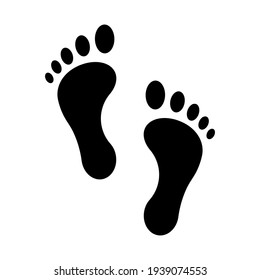 Footprint Vektorsymbol. Seltsames menschliches Fußdrucksymbol. Pace imprint sign. Barefoot Sprungmarkierung Logo Silhouette.
