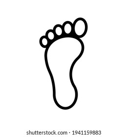 Footprint vector icon. Bare human foot print symbol. Pace imprint sign. Barefoot step mark logo silhouette.
