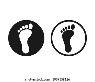 Footprint Vektorsymbol. Seltsames menschliches Fußdrucksymbol. Pace imprint sign. Barefoot Sprungmarkierung Logo Silhouette.
