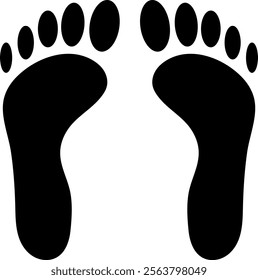 Footprint vector icon. Bare human foot print symbol. barefoot step mark. logo .silhouette.