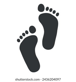 Footprint vector icon, black and white