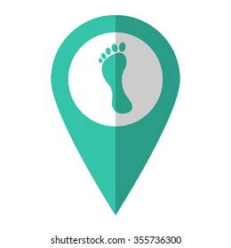 footprint - vector icon;  green map pointer