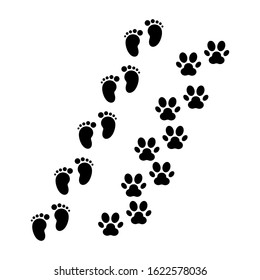 Footprint vector icon isolated on white background. Foot print icon. Black silhouette of footprint. Human footprint track. Footprint clip art.
