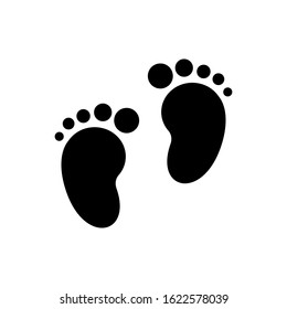 Footprint vector icon isolated on white background. Foot print icon. Black silhouette of footprint. Human footprint track. Footprint clip art.