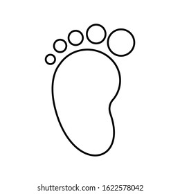Footprint vector icon isolated on white background. Foot print icon. Black silhouette of footprint. Human footprint track. Footprint clip art.