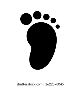 Footprint vector icon isolated on white background. Foot print icon. Black silhouette of footprint. Human footprint track. Footprint clip art.