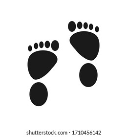 Footprint vector icon isolated on white background. Foot print icon. Black silhouette of footprint. Human footprint track. Footprint clip art.