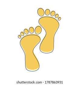 Footprint vector icon isolated on white background. Yellow silhouette of footprint. Human footprint track. Footprint clip art.
