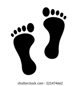 Footprint vector icon isolated on white background. Foot print icon. Black silhouette of footprint. Human footprint track. Footprint clip art.