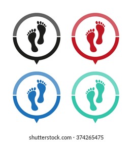 footprint - vector icon; map pointer;  message bubble